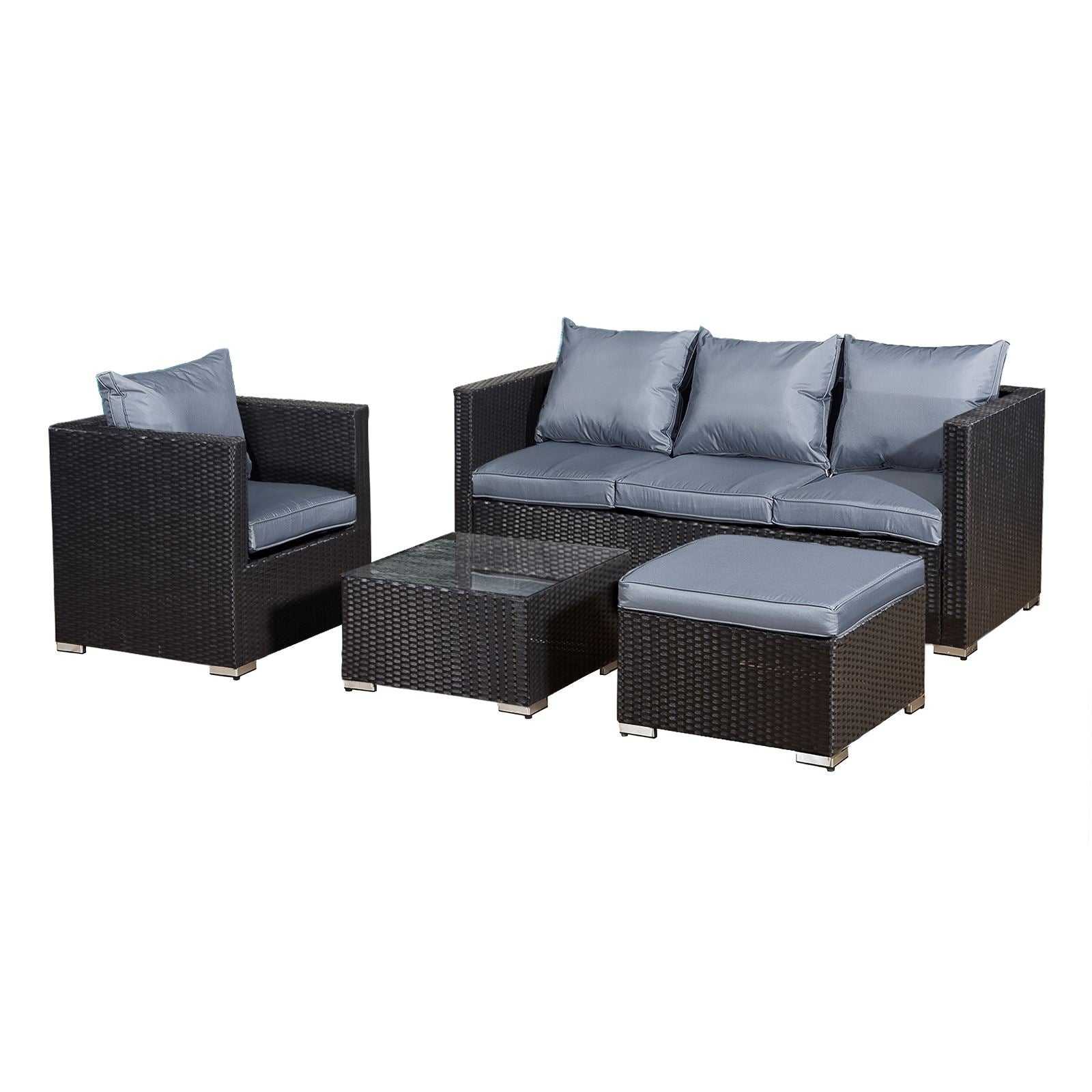 Acorn Rattan 5 Seat Lounge Sofa Set | Black
