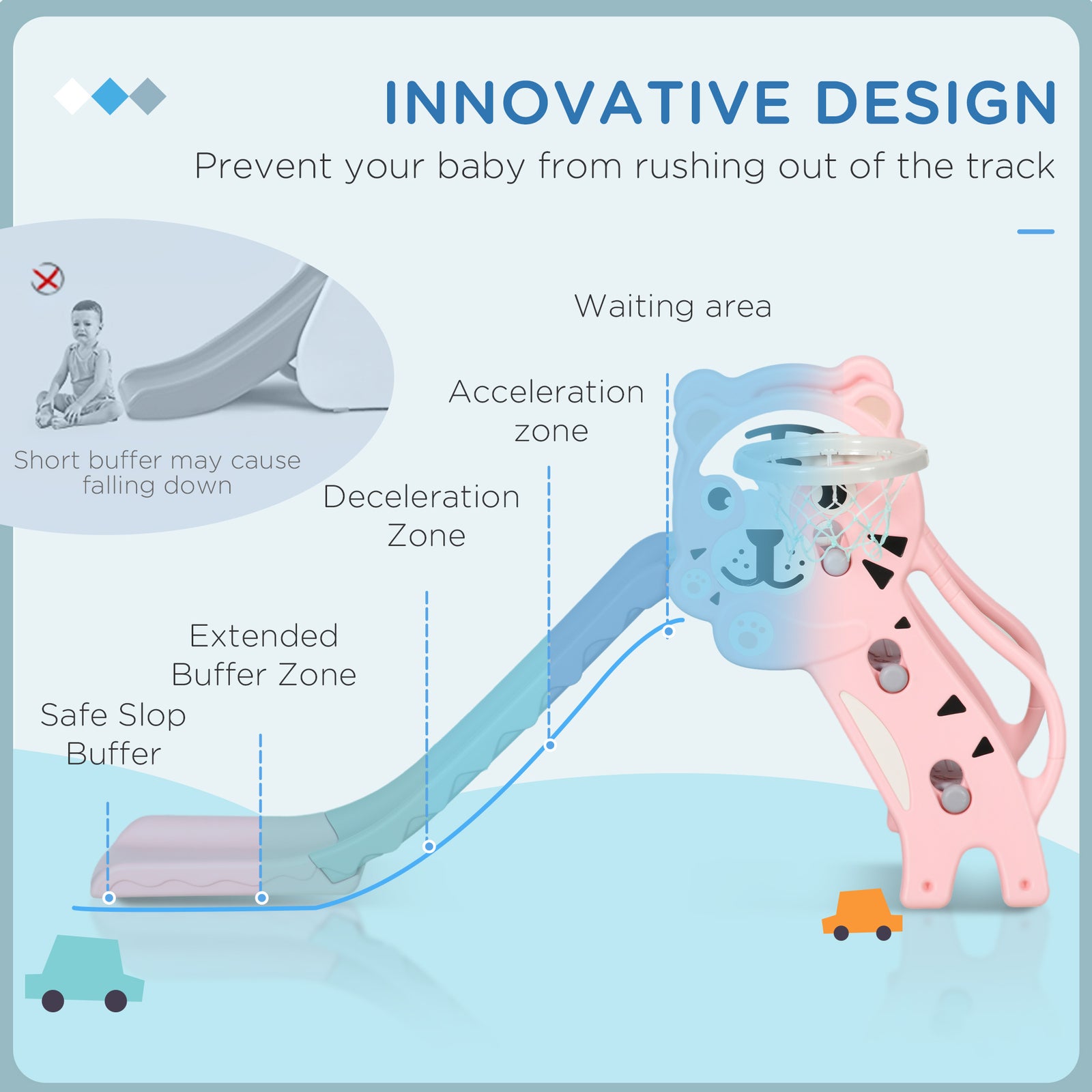 AIYAPLAY Kids Slide With Basketball Hoop, Basketball, For 1836 Months