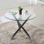88cm Dia X 75cm H Tempered Glass Crossover Round Dining Table | Large