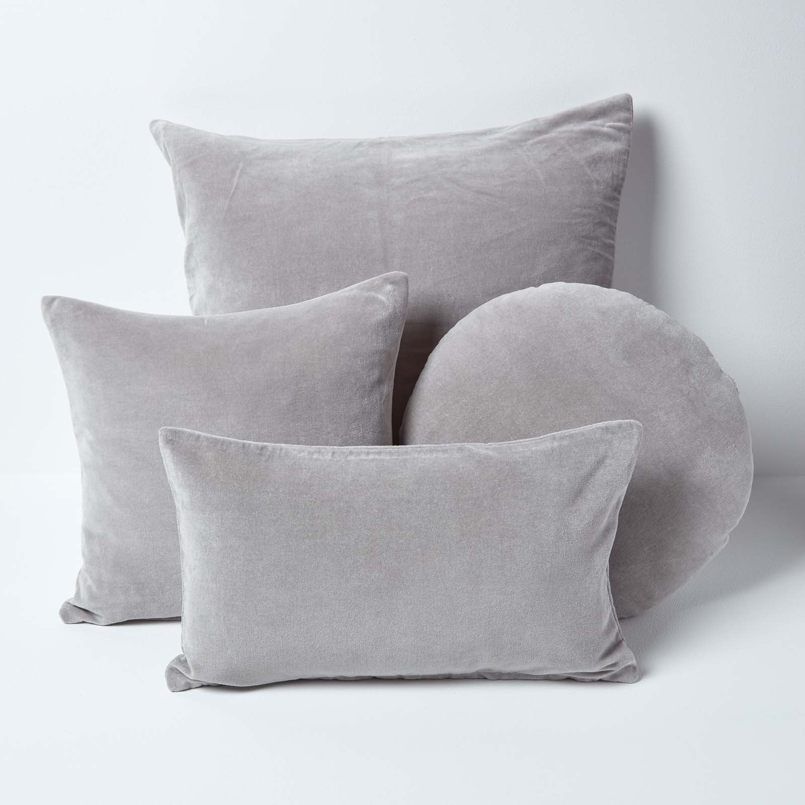 Set Of 2 Velvet Cushion Covers | 40cm x 40cm | Light Grey