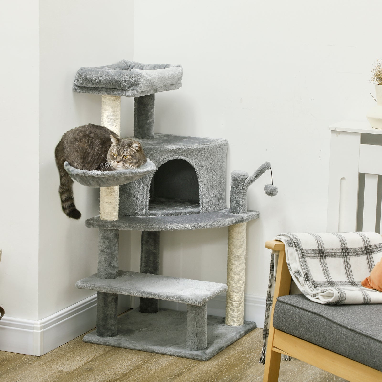 Cat Tree Tower Climbing  Activity Centre With Sisal Scratching Post | Gray