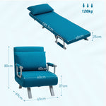 Sofa Bed Foldable Portable Armchair Sleeper With Pillow | One Size | Blue