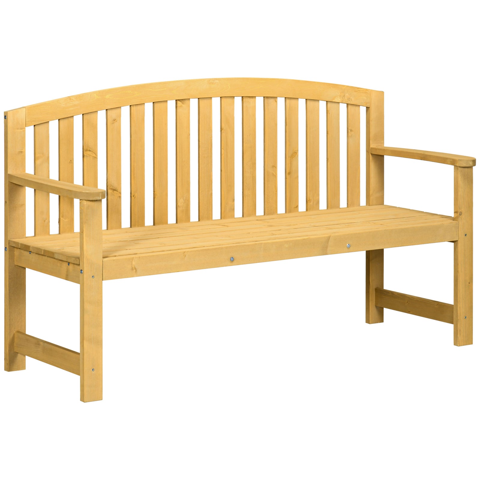 Wooden Garden Bench 2 Seater Slatted Seat With Arm For Patio | Orange