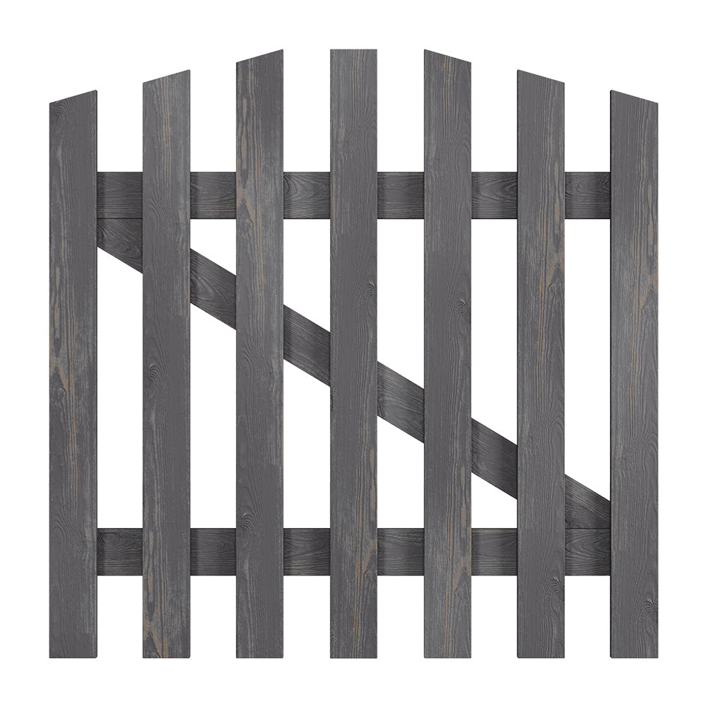 90x90cm Rustic Spruce Wooden Garden Gate With Arch & Stainless Bolt Lock | 90cm x 90cm | Grey