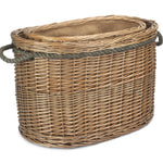 Wicker Oval Rope Handled Log Basket | Set-of-2 | Brown