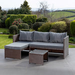 Aleria Left Hand Facing Rattan Corner Sofa And Table | Gray
