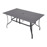 Rectangular Garden Metal Slatted Coffee Table - 120/150cm W X 80/90cm D X 75cm H | Large | Black