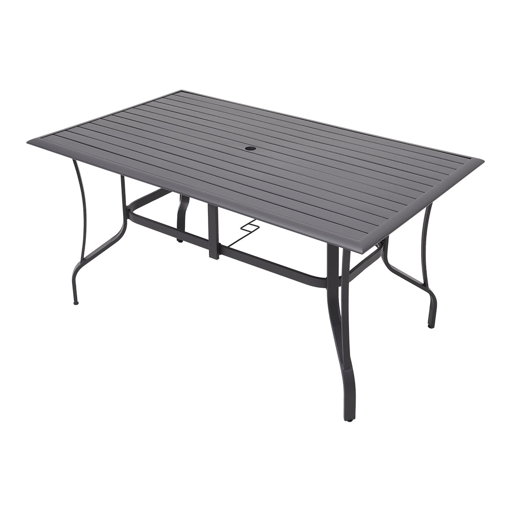 Rectangular Garden Metal Slatted Coffee Table - 120/150cm W X 80/90cm D X 75cm H | Large | Black