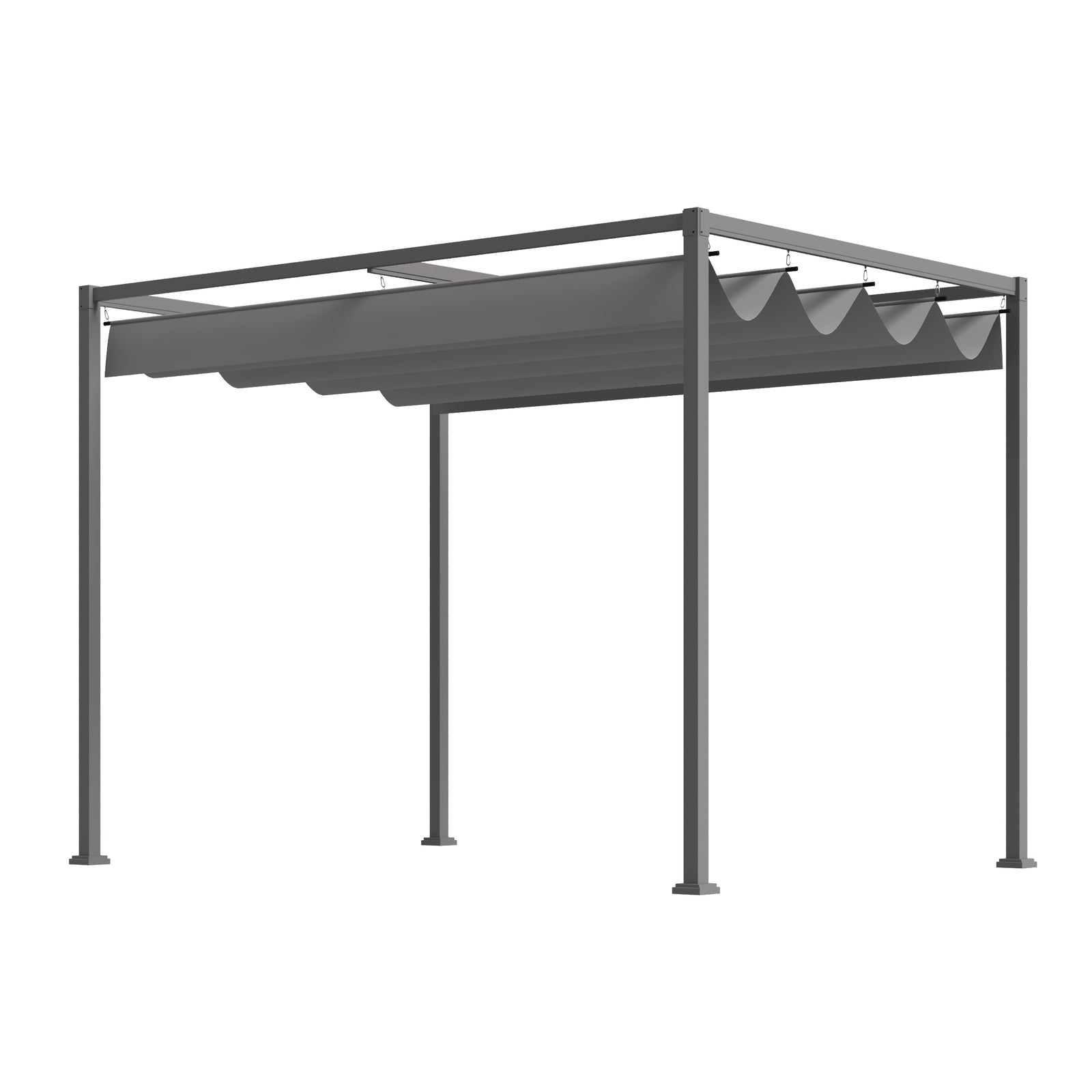 Metal Pergola Gazebo Patio Sun Shelter Retractable Canopy | Medium