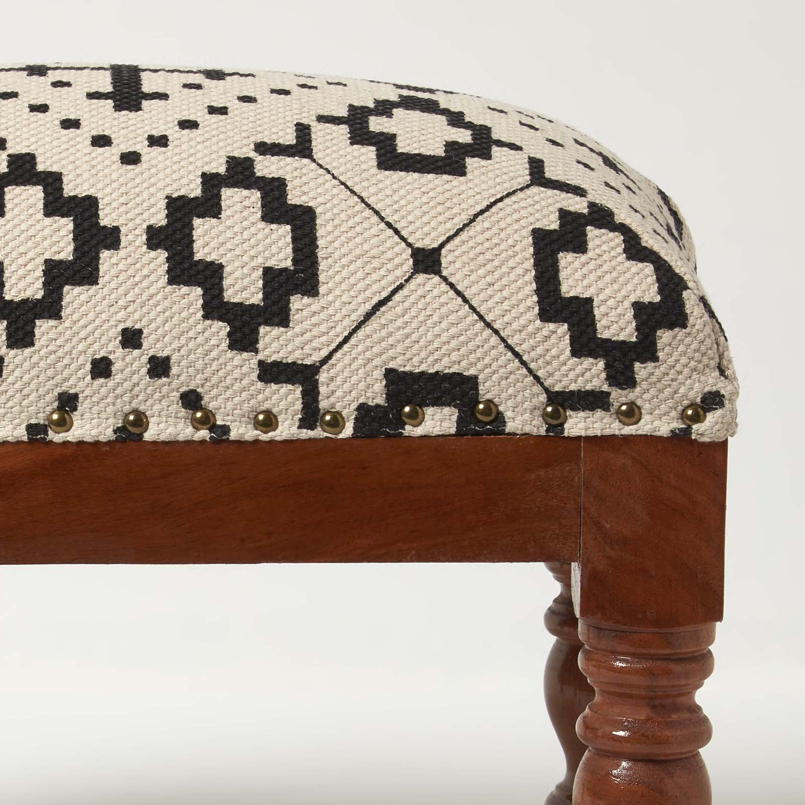Reva Black Geometric Footstool | 50cm x 30cm