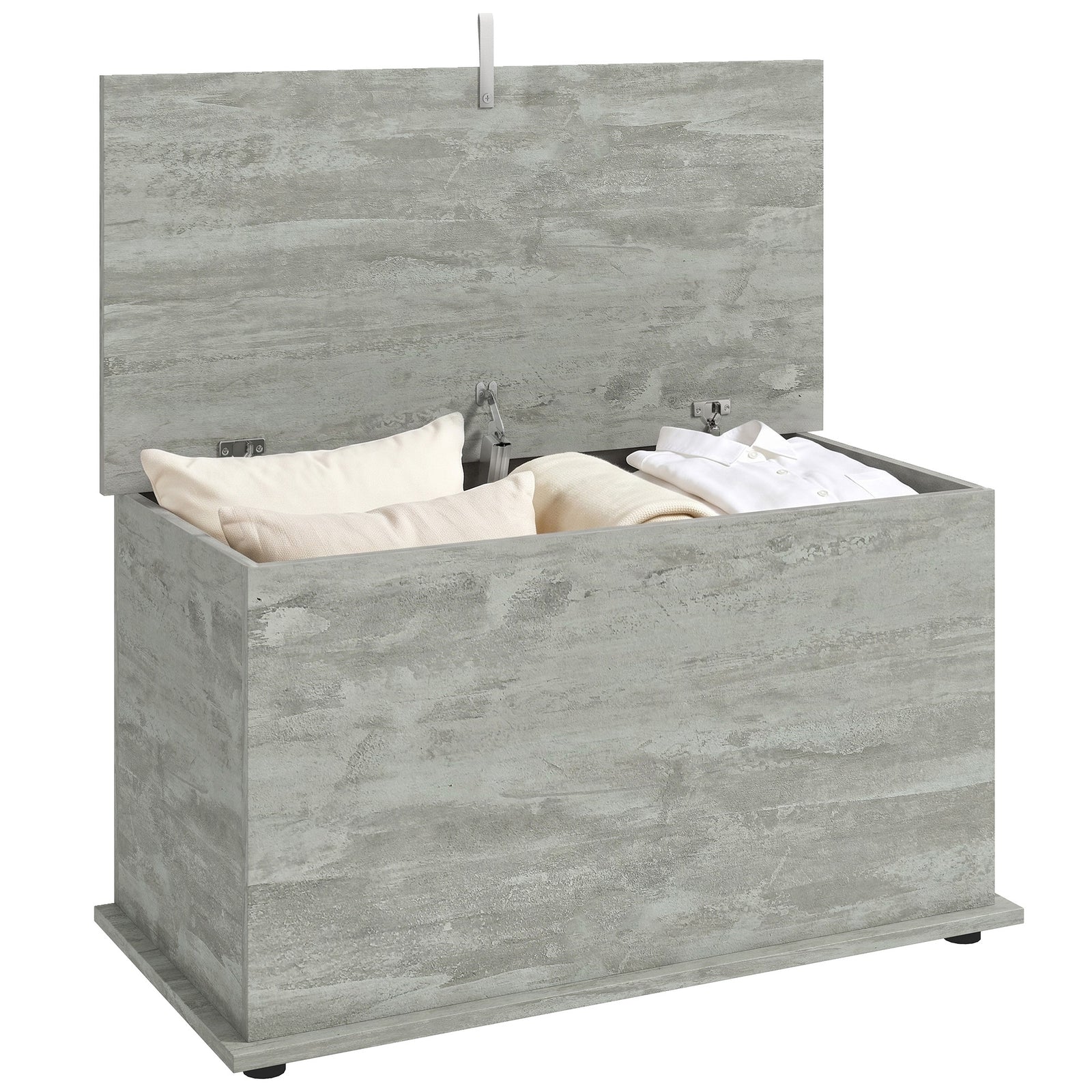 Storage Chest With Safety Hinged Lid, 102l Storage Box | Grey