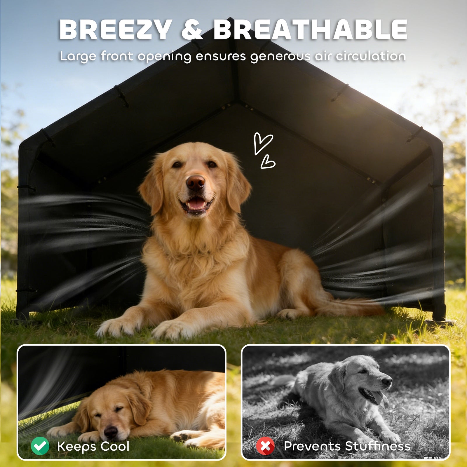 PawHut Outdoor Dog House With Weatherproof Canopy