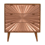 Solid Wood Manila Copper Chest, 3 Drawers, Dark Brown
