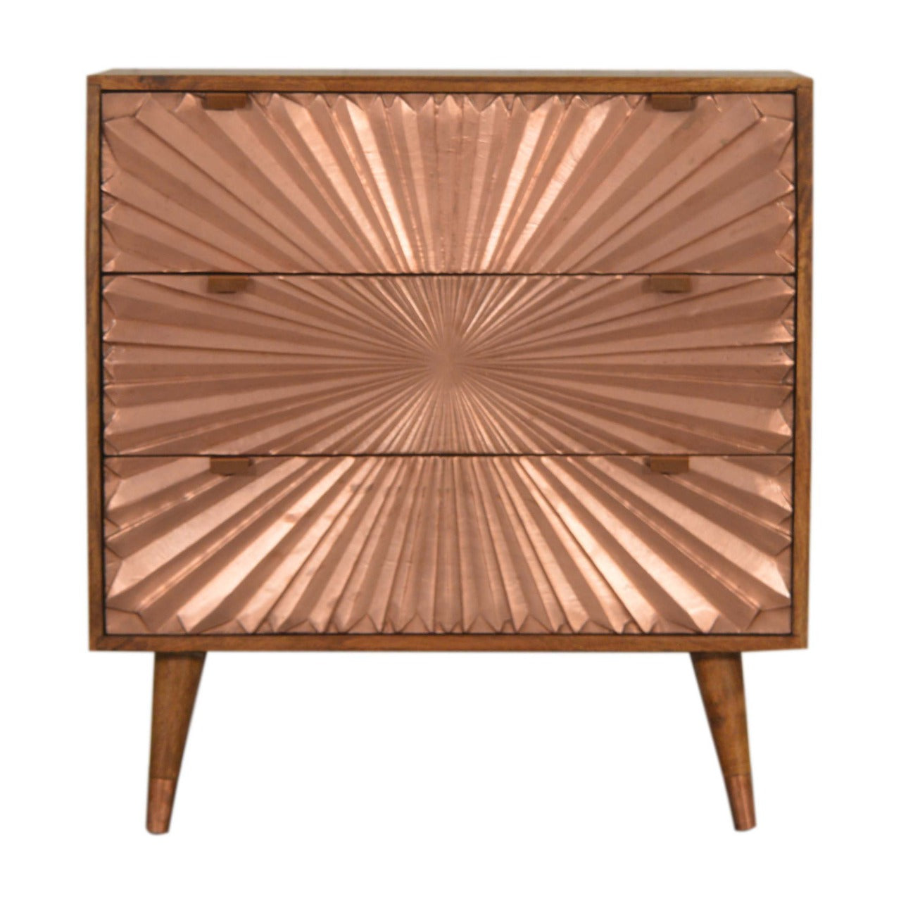 Solid Wood Manila Copper Chest, 3 Drawers, Dark Brown