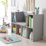 Kids Cabinet W/ Six Compartments For Toys, Clothes, Books - Grey