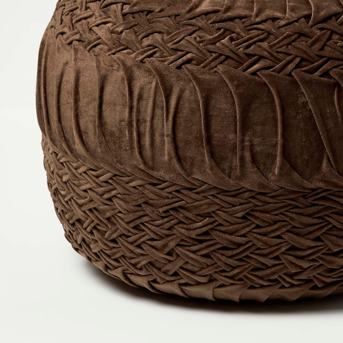 HOMESCAPES Sofia Pleated Velvet Pouffe