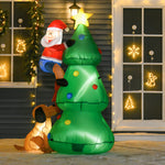 6ft Inflatable Christmas Tree Led Light With Santa Claus Dog