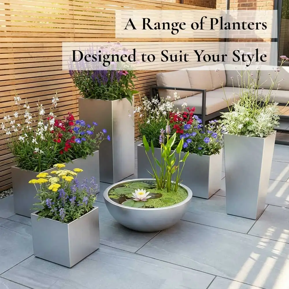 Zinc Galvanised Trough Planter | 100cm x 40cm x 40cm | Silver
