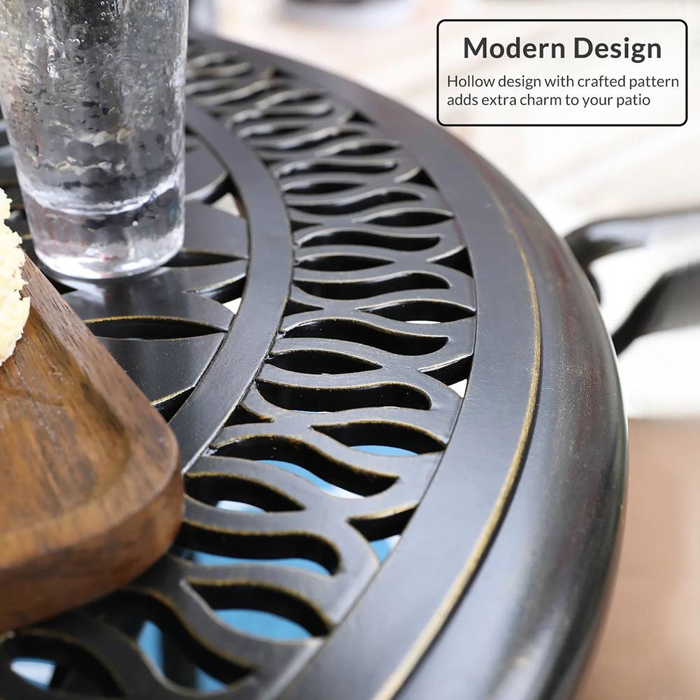 Vintage Round Cast Aluminium Garden Bistro Table,90cm Dia X 73cm H | 90cm | Black