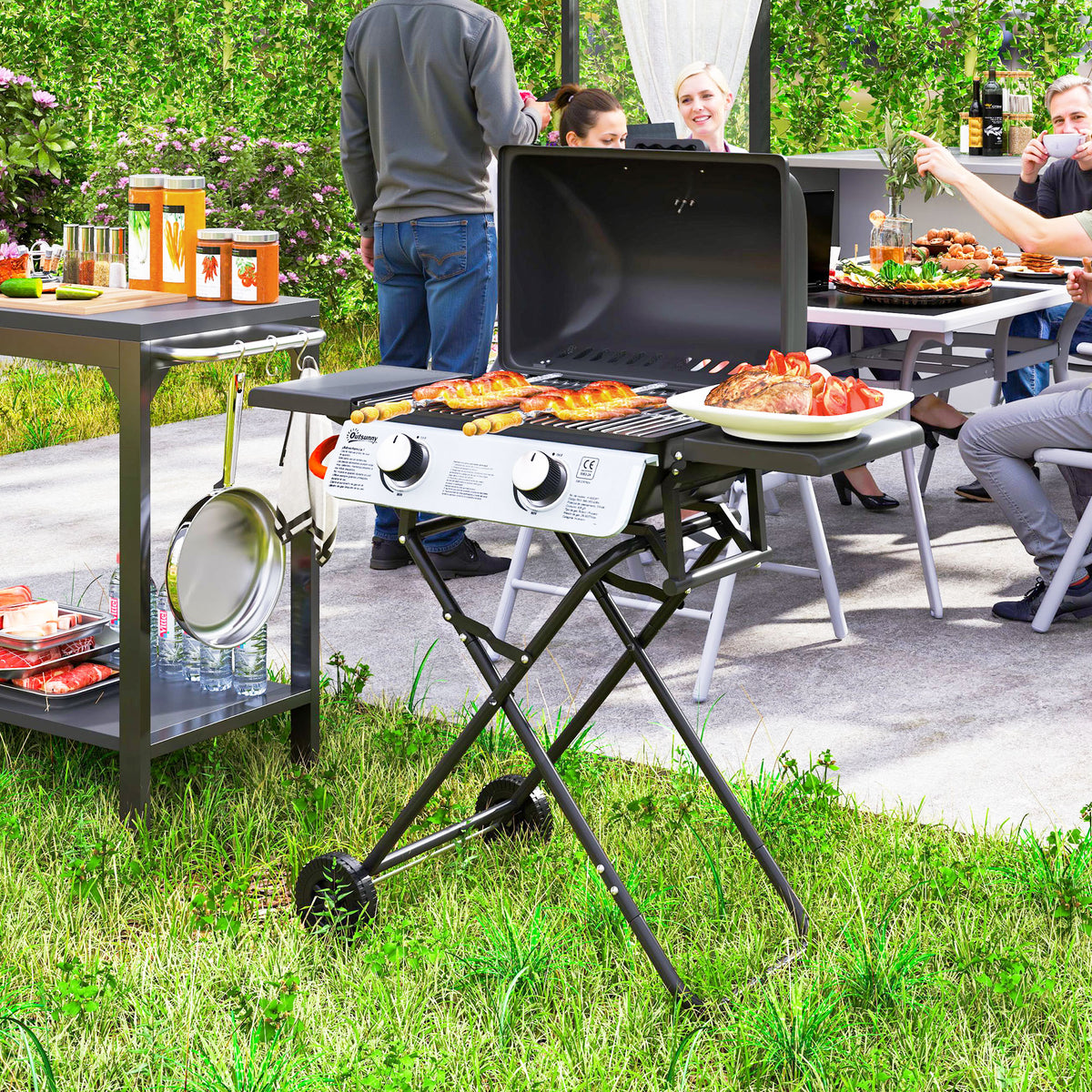 Foldable Gas Bbq With Side Tables
