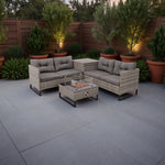 Palma Rattan Corner Fire Pit 4 Seater - Grey