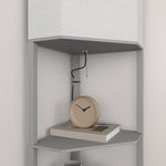 Corner Modern Floor Lamp With Shelves For Living Room | One Size | Gray