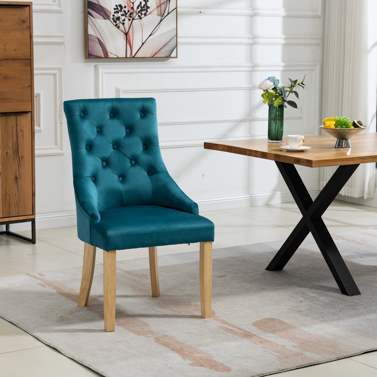 Set Of 2 Ravenna Velvet Dining Chairs | Teal