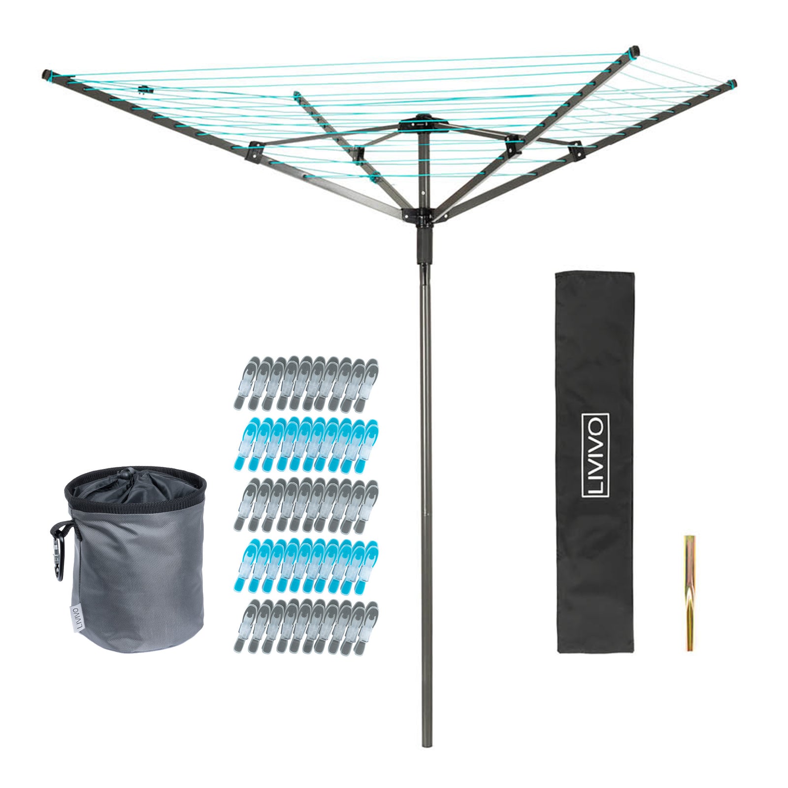 Livivo Rotary Airer 45m Outdoor Clothes Dryer Complete Set