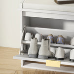 Boho Shoe Bench With Padded Seat And 2 Flip-drawers | White