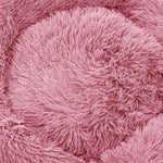 Dia 70cm Calming Round Donut Plush Dog Cuddler Bed Comfort Bed For Dogs | Pink
