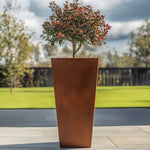 Zinc Galvanised Tall Flared Tapered Square Planter | 30cm x 30cm x 70cm | Copper