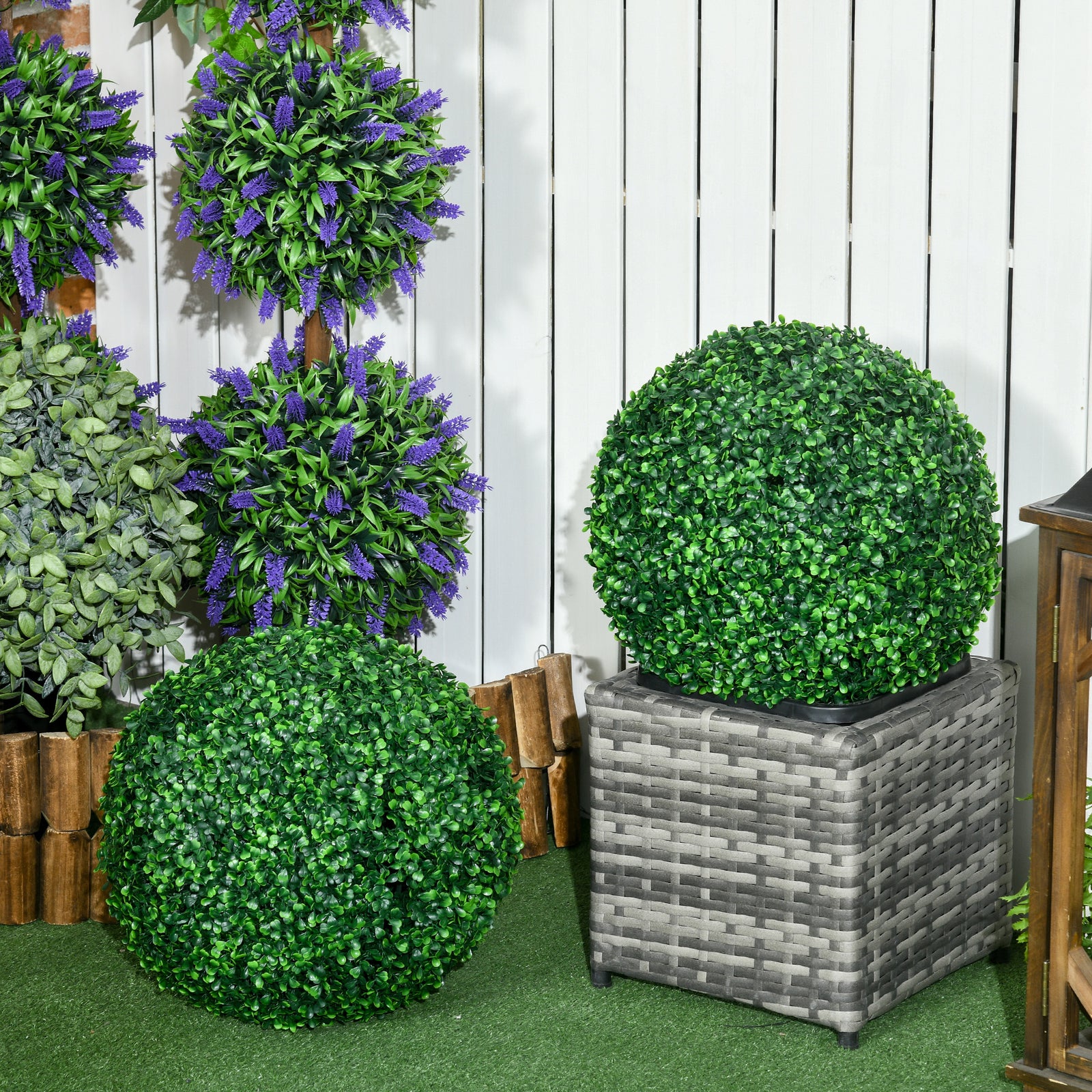 Set Of 2 40cm Artificial Topiary Balls Faux Boxwood