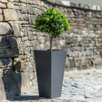 Zinc Galvanised Tall Flared Tapered Square Planter | 40cm x 40cm x 90cm | Gray