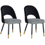 Set Of 2 Dining Chairs Velvet Set Padded Seat Kitchen Chair Home Office | Black & White