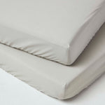 Cotton Fitted Cot Sheets 200 Tc, 60 X 120 Cm, 2 Pack | Cot | Grey