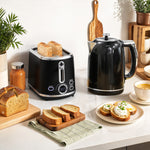 1.7l 3000w Kettle And 2 Slice Toaster With Keep Warm Memory Function | Black