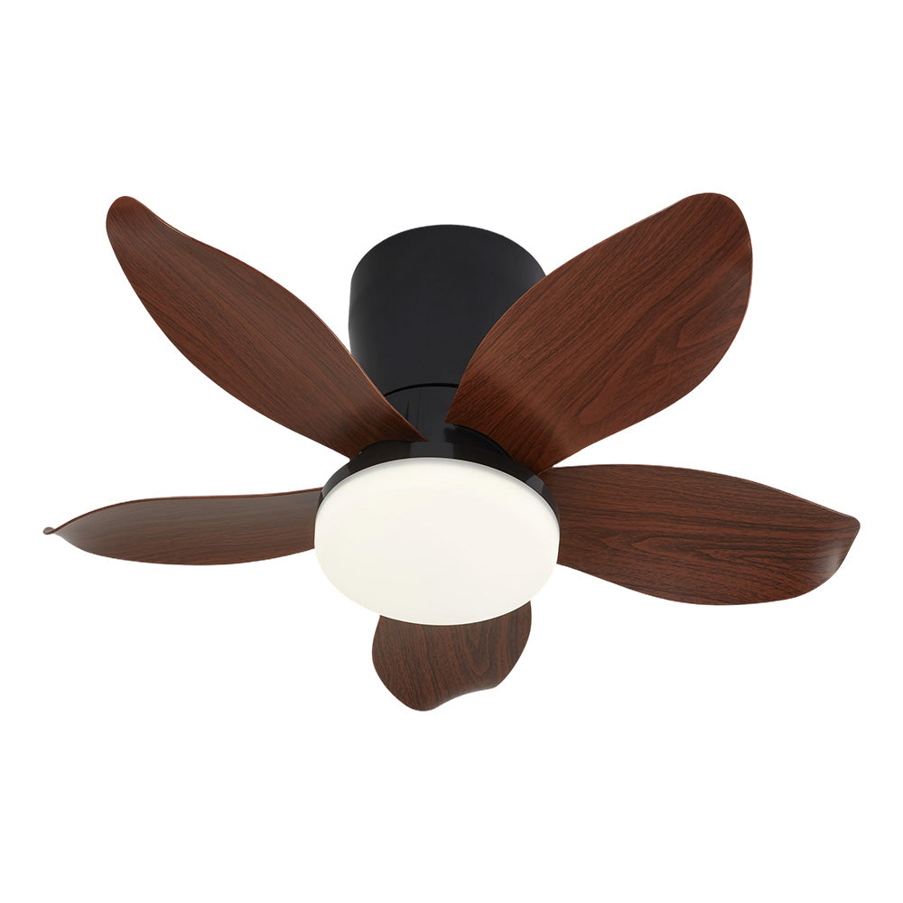 5-blade Ceiling Fan Light With 6-speed Reversible Motor, App & Remote | Walnut