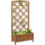 Outsunny Wooden Planter With Trellis, Raised Bed For Garden, Brown