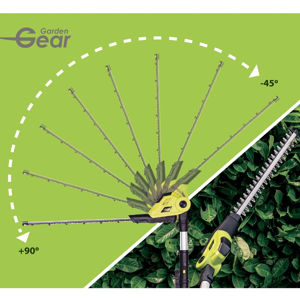Garden Gear 20v Telescopic Hedge Trimmer + 20v Battery, Charger, Blade Cover And Shoulder Harness