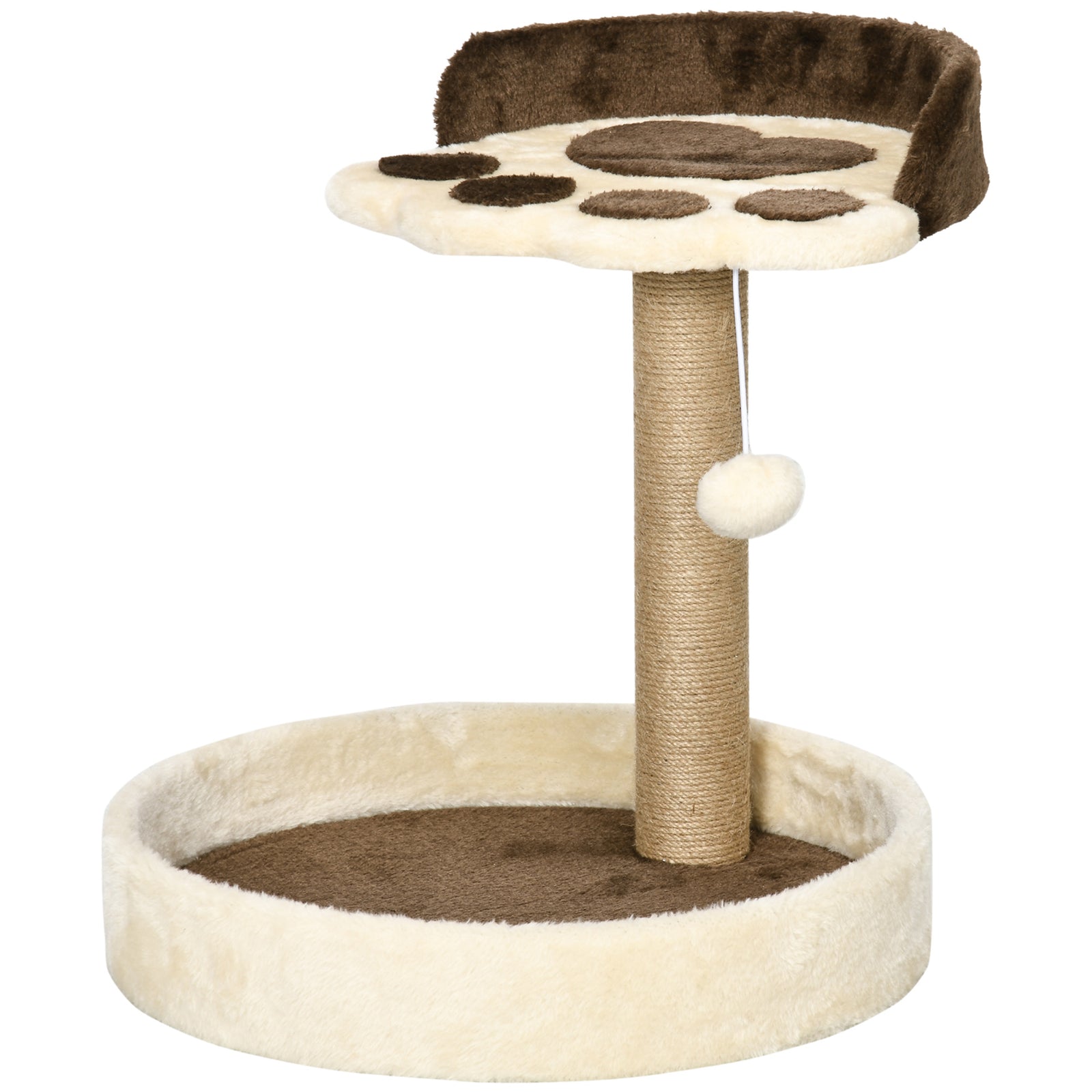 44cm Cat Tree With Sisal Cat Scratching Post, Toy Ball - Brown