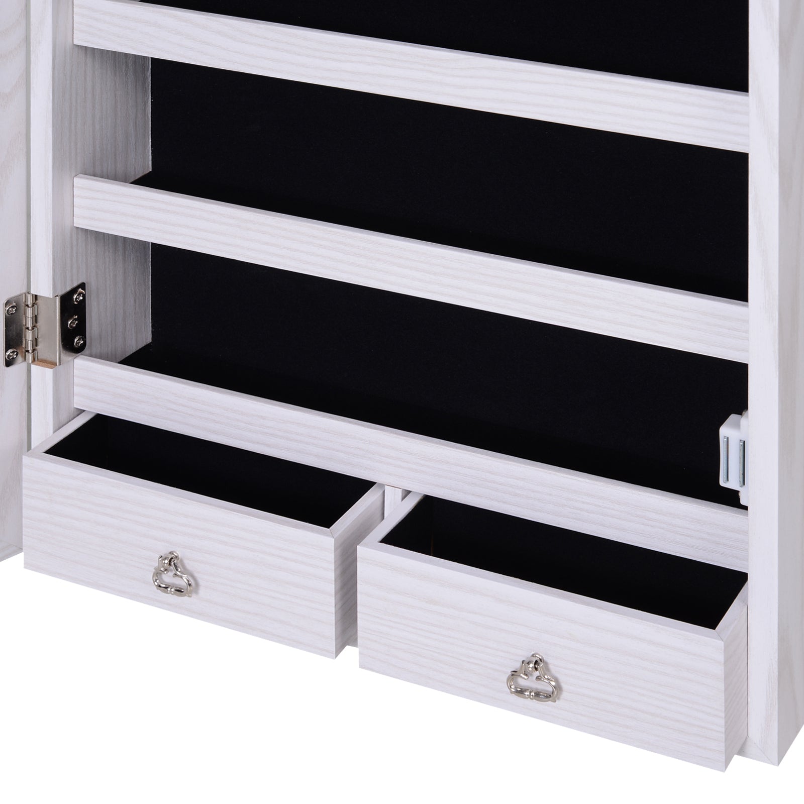 Hanging Mirrored Jewel Storage Cabinet Organiser Lockable