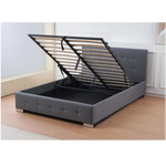 The Oslo Grey Linen Tufted Ottoman Bed Frame | Double | Grey
