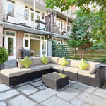 8pc Rattan Sofa Garden Furniture Aluminium Outdoor Patio Set | Brown