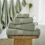 Egyptian Embrace Towels – 550gsm Egyptian Cotton, Fluffy Soft & Highly Absorbent | Face Cloth (x4) | Sage Green