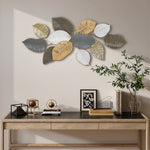 HOMCOM Modern Wall Art With Leaf Design, Metal Hanging Decoration