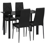 Dining Table Set With Tempered Glass, 4 Chairs