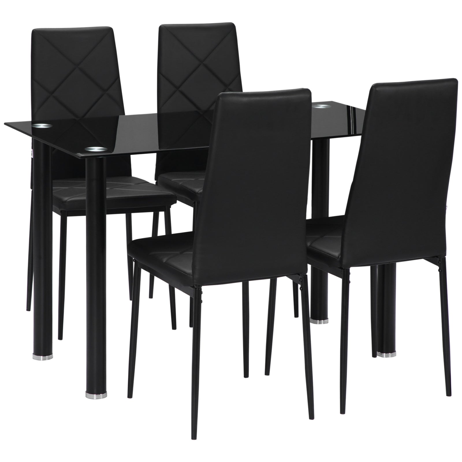 Dining Table Set With Tempered Glass, 4 Chairs