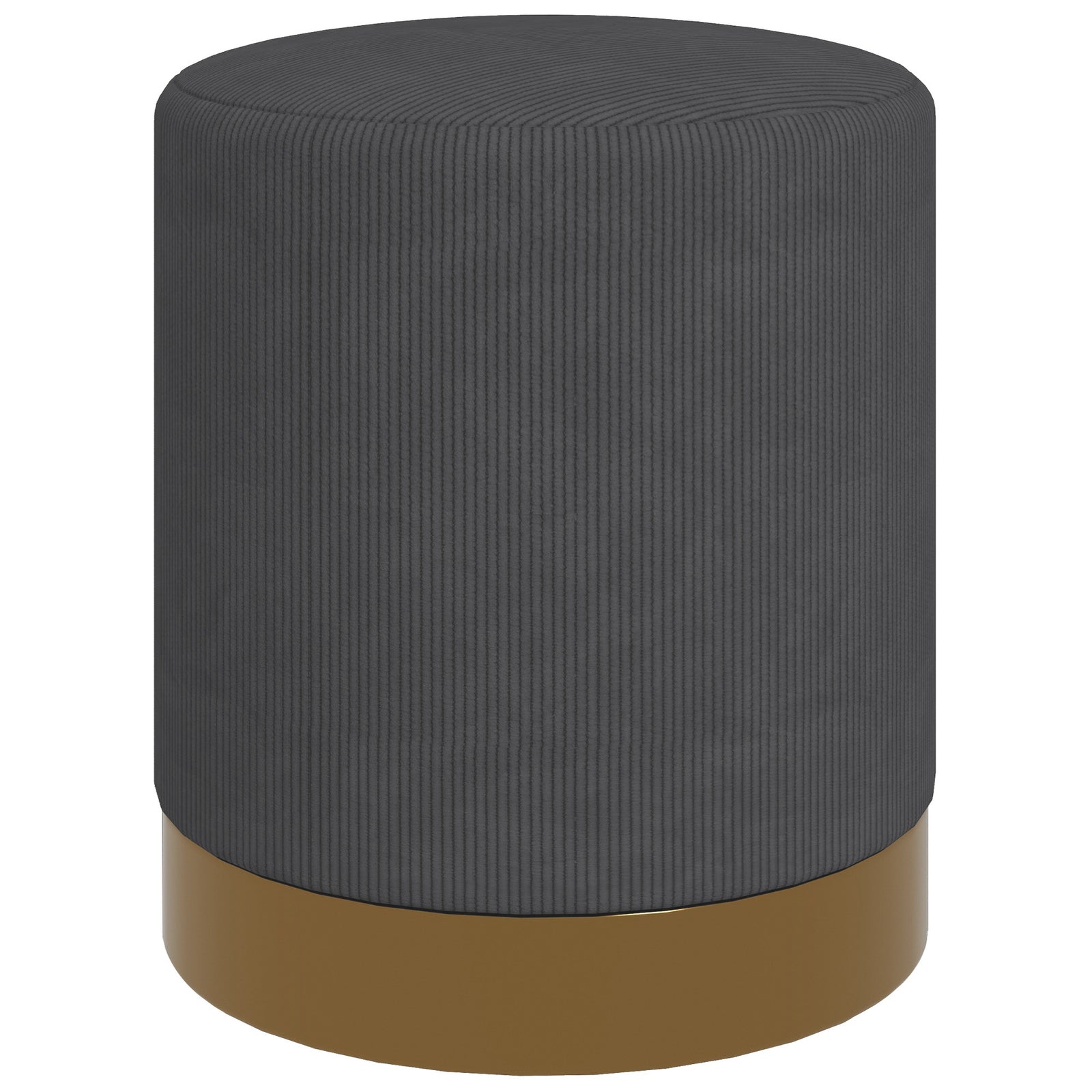 Modern Round Footstool, Fabric Upholstered Foot Rest | One Size | Charcoal Gray