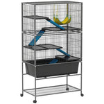 5 Levels Small Animal Cage, Rolling Ferret Cage With Deep Tray, Non-slip Ramps