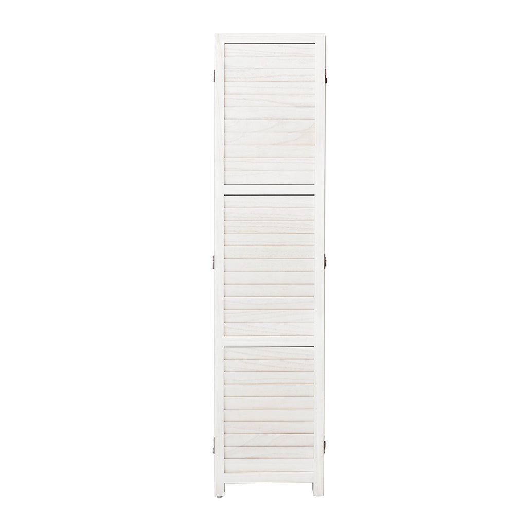 4/6-panel Foldable Room Divider – White Paulownia Wood Screen With Flexible Angles | Small